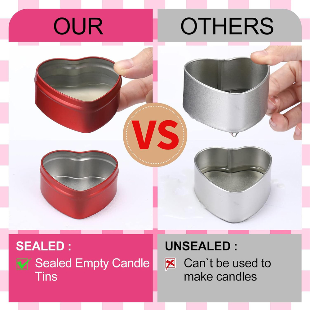 2 oz Heart Shaped Metal Tins w - Candle Making Jars With Lids review and price