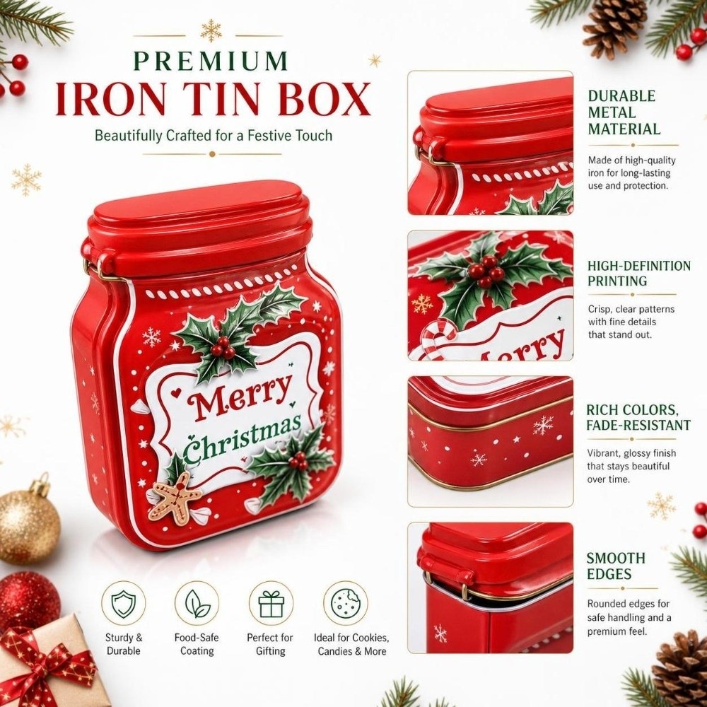 Portable Metal Christmas Tin B - Tin Container Lid review and price